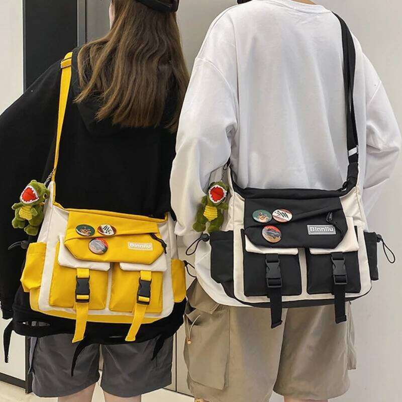 Harajuku Men Nylon Crossbody for Women Messenger Girls School Book Bags Youth Canvas Handbags Shoulder Bag Sac Bolsas XJ260129