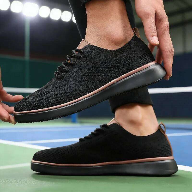 Versatile Men's Breathable Mesh Casual Shoes Lightweight Comfortable Footwear Match Urban Commute Knit Sneakers