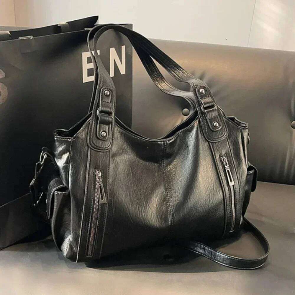 Soft Interior Compartment Shoulder 2024 High Quality Contrasting Colors Bags for Women Fashion Zipper Pu Women's Handbags Y260205