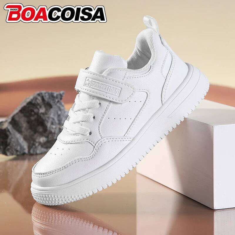Black Kids Shoes Sports Running Casual Walking Student Fashion Leather Children's Boys Girls Sneakers Breathable Soft Outdoor 26Y0206