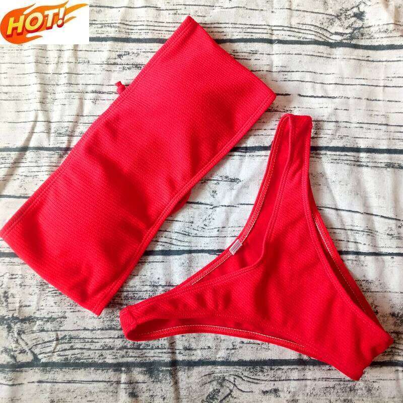 2019 Solid Brazillian Swimsuit Women Bikini Set Sexy Off Shoulder Swimwear Female Swimming Biquini De Bain Femme3 Z260206