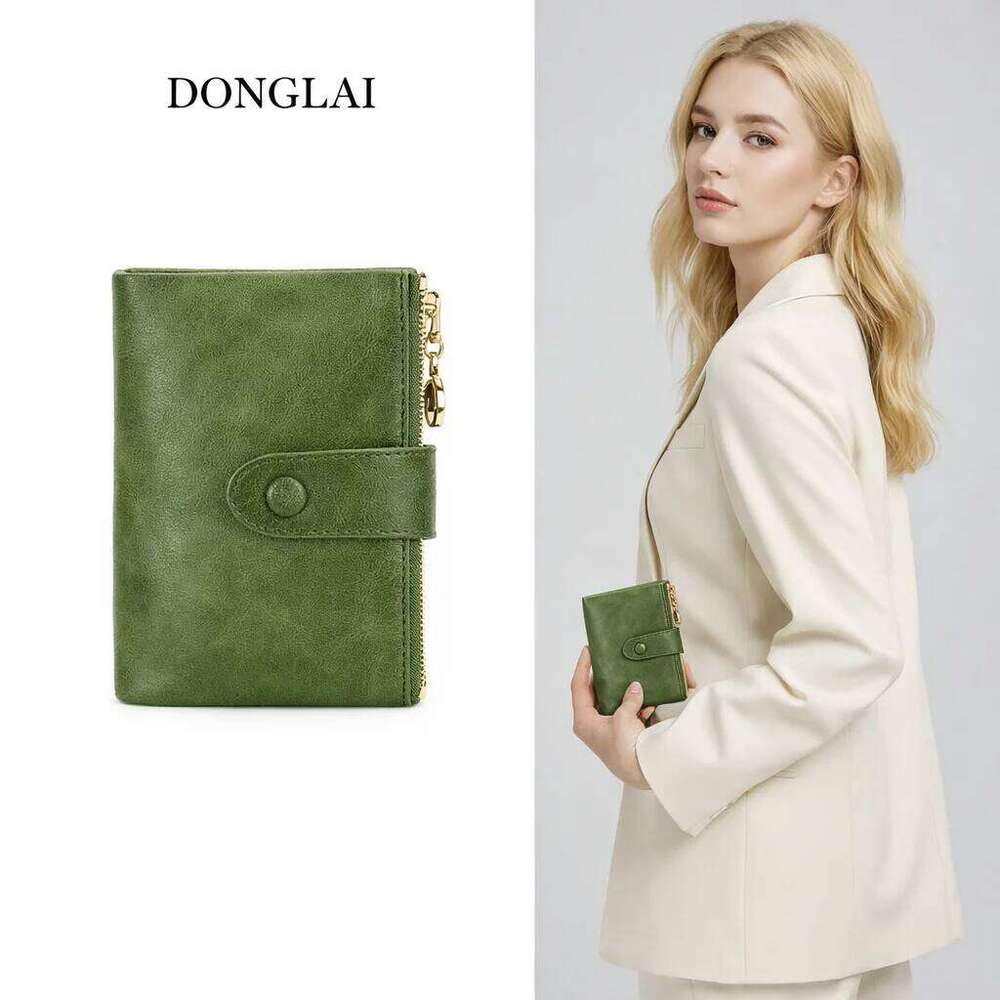 Minimalist Women's Wallet Large Capacity with Double Zipper, ID Credit Card Holder Money Bag Y260206