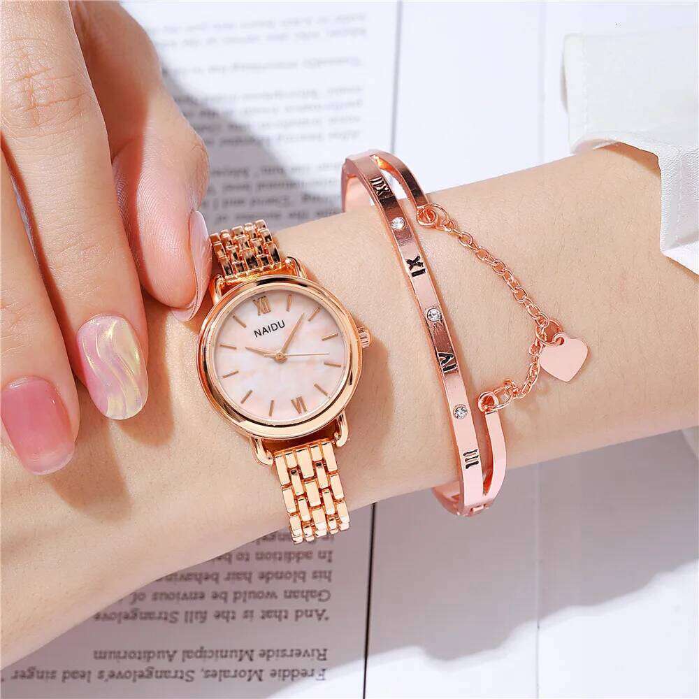 2pcs/set women steel quartz bracelet watch Z260206