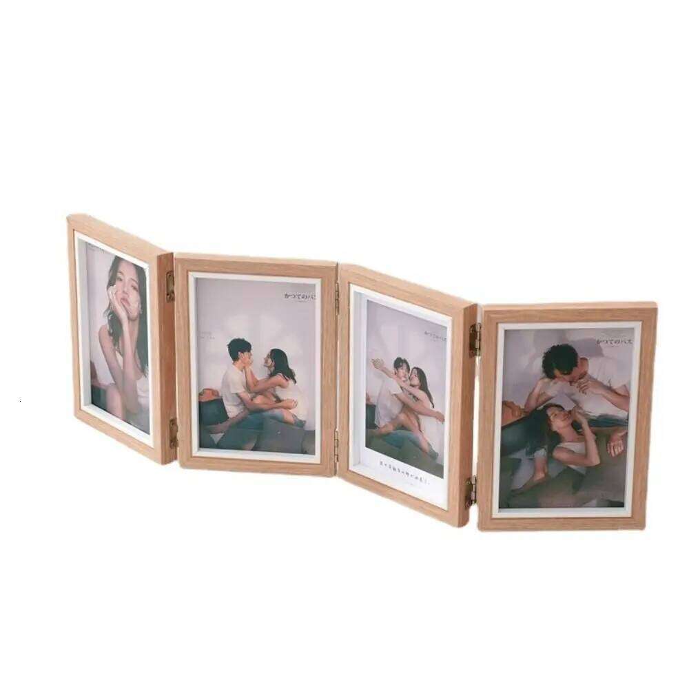 Creative Foldable Hinge Photo Rectangular Wooden Desktop Album Set Double/Triple 6/7/8 Inches Portrait Picture Frame Gift S260205