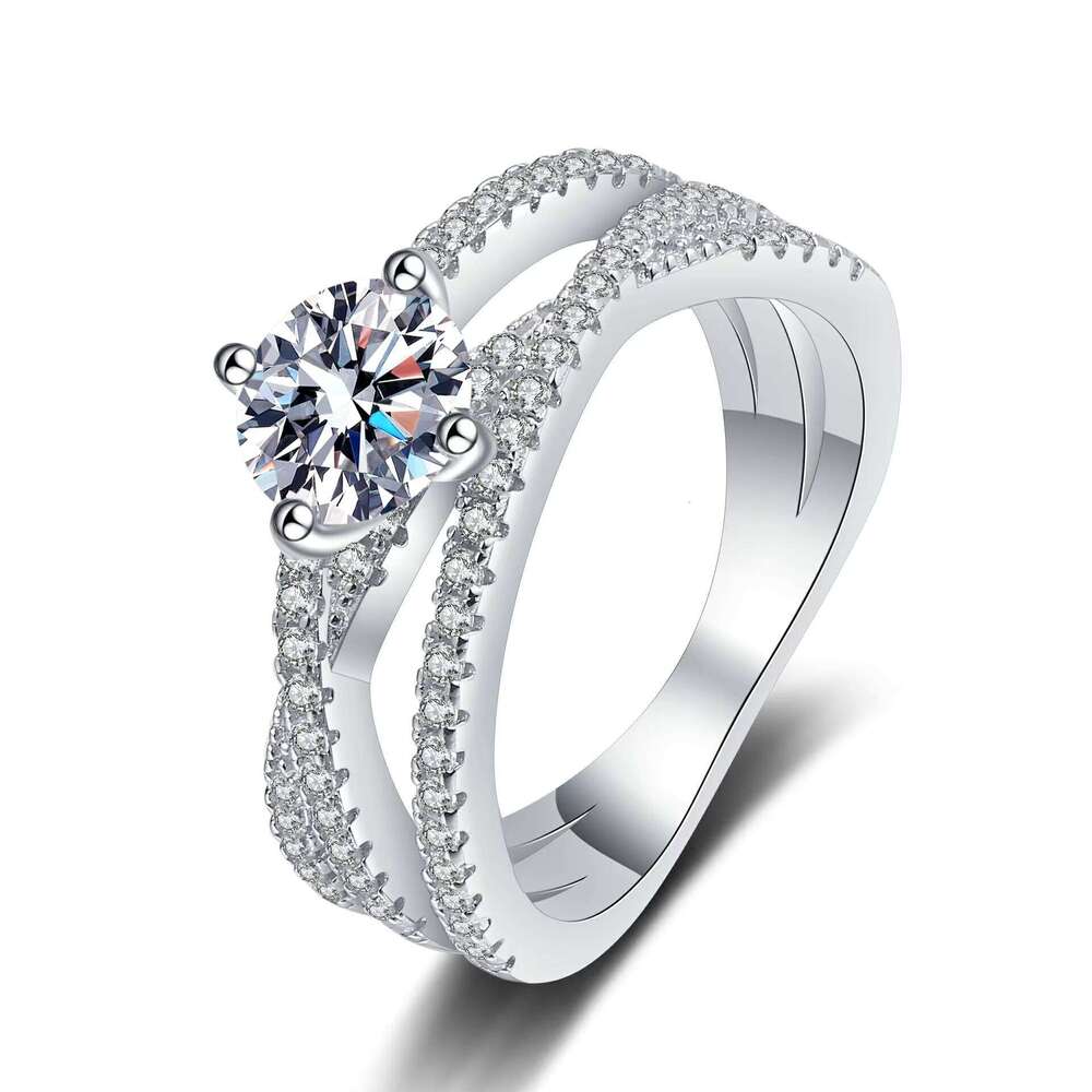 Wz029 Fine 1Carat D Color VVS Plated Platinum 925 Sterling Silver Jewelry Moissanite Wedding Engagement Ring For Women