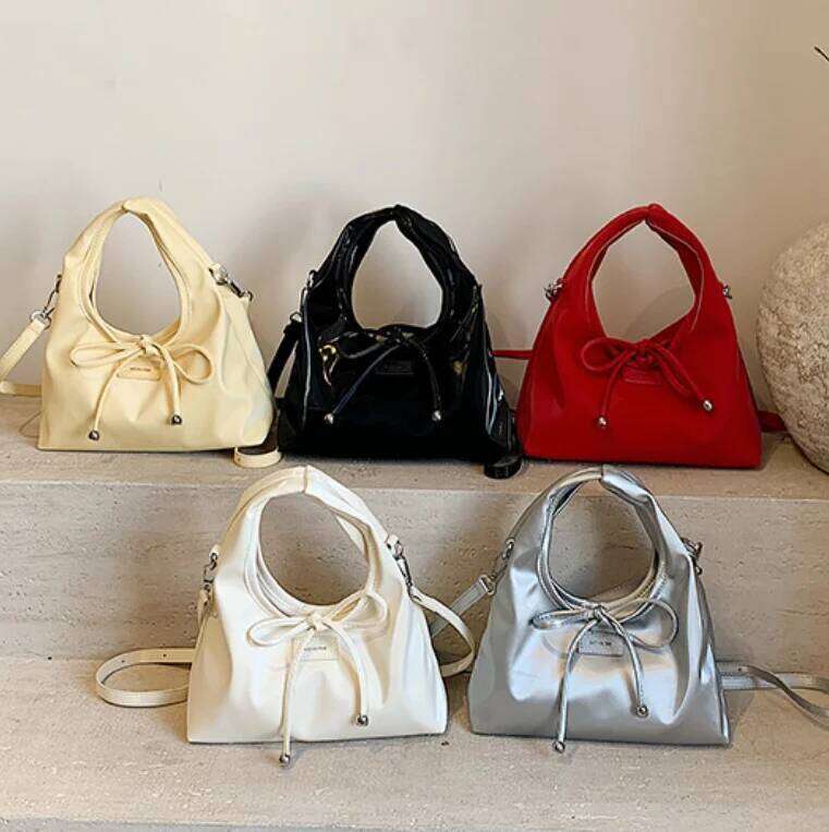 Sweet Bow Bucket Bag for Women 2025 New Style Simple and Casual Trendy Versatile Single Shoulder Underarm Handheld Y260205
