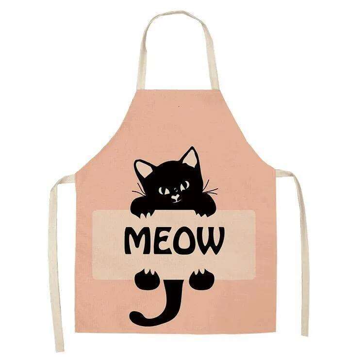 Cute cartoon cat baking women's cooking accessories cafe apron men's kitchen bib S260205