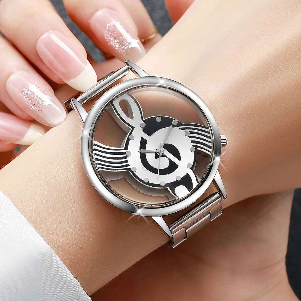 Fashion Musical Note Dial Women Watches Silver Color Strap Ladies Quartz Wristwatch Reloj Mujer Girls Clock Gift Without Box Z260206