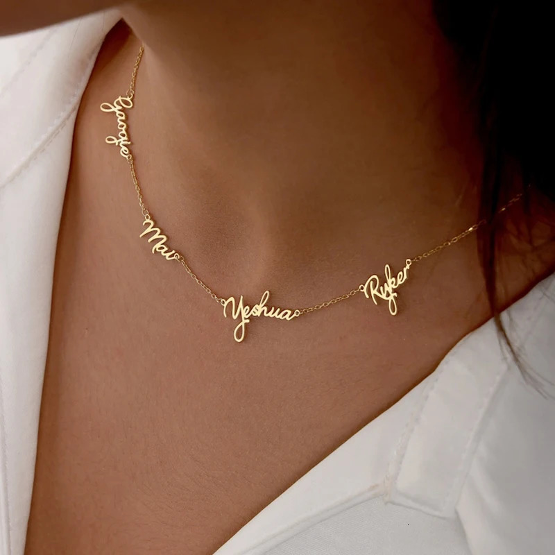 Personalized Custom 1- 9 Names Necklace Stianless Steel Customized Couple Kids Name Necklace Family Members Name Jewelry Gift 260124