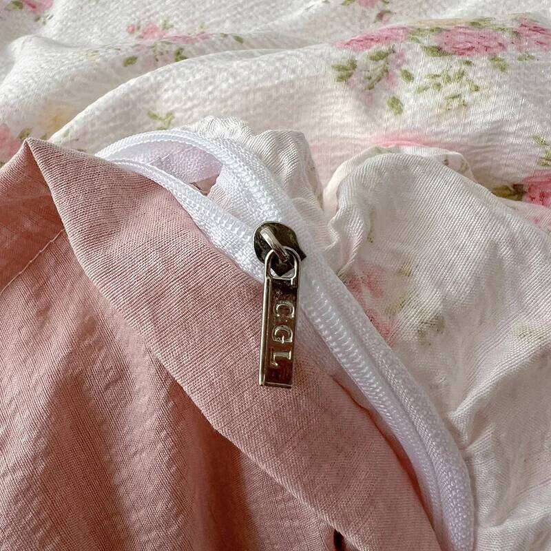 Ruffles Bedding Floral Style Duvet Cover Pillowcase with Bedsheet Skin-friendly Bed Linen Set Girls Room Bedclothes XJ260206