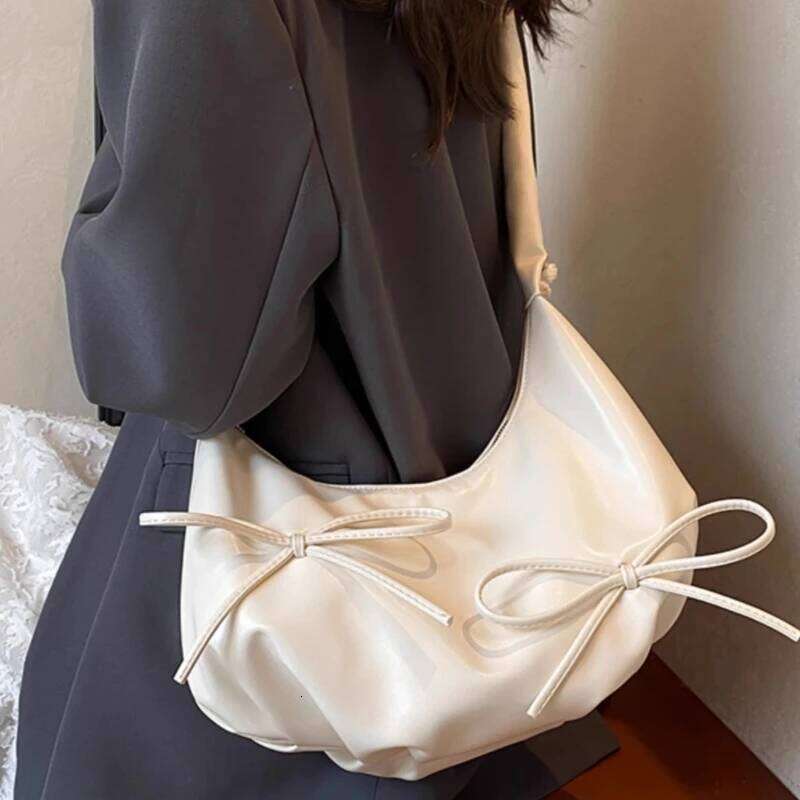 Tender Sweet Pleated Bow Shoulder Hobo Bags Fashion Elegant Office Lady Cloud Bag Women Y2k Aesthetic Fairy Handbags Crossbody Y260205