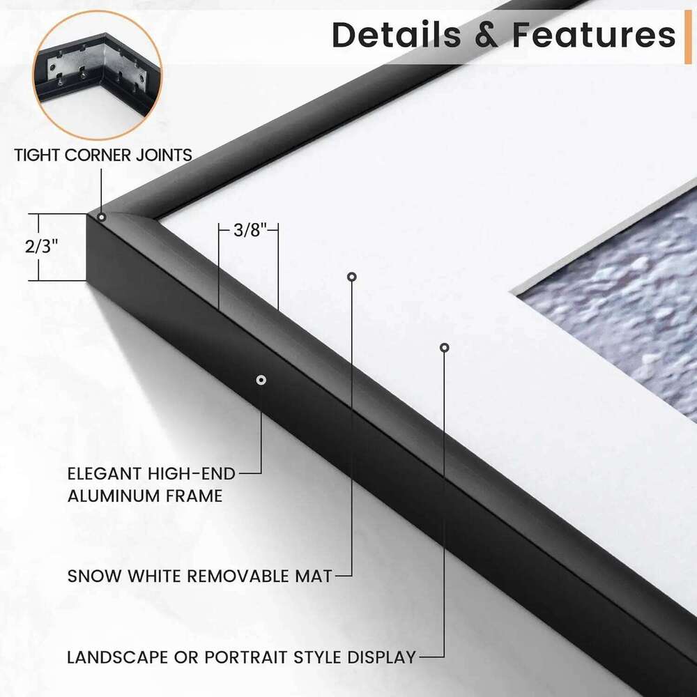 3pcs 30x40 50x70cm Picture Frames Aluminum Modern Photo Frame Black With Mat For Wall Art Mounting Canvas Print Home Decor S260205