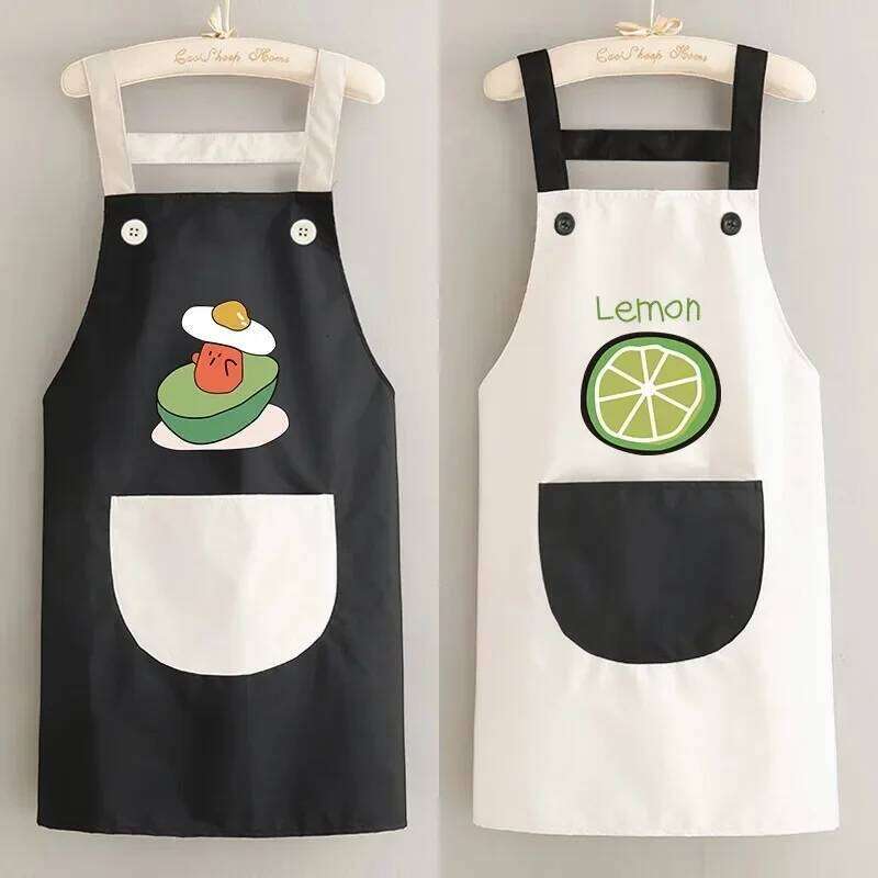 Avocado Apron Women's Kitchen Household Waterproof and Oil-proof Cooking Housework Waist Wiping Hand Strap Pocket Work Clothes S260205