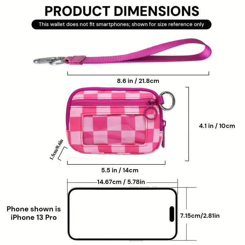 Women's Wrist Wallet Transparent Window Card Holder, Adjustable Strap Keychain Multi Colors Zipper Purse Y260206