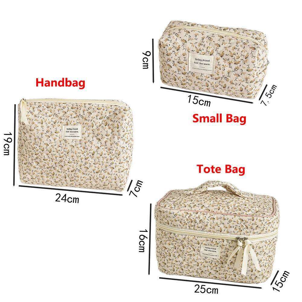 Vintage Pink Flower Women Makeup Storage Handbag Travel Orgainzer Make Up Pouch Large Capacity Ladies Cosmetic Quilting Bag Y260206