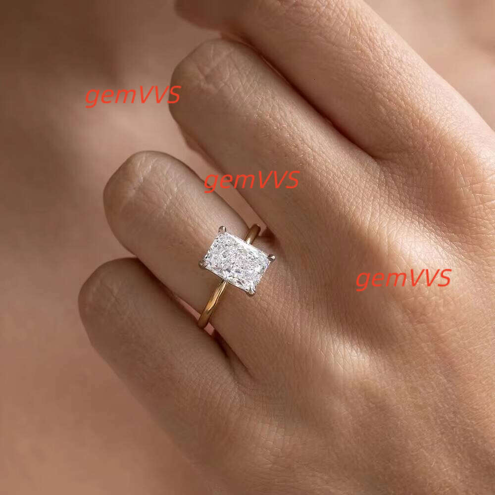 Factory Price Radiant Cut Moissanite Bridal Ring Gold Silver Platinum Setting Global Shipping In Wholesale