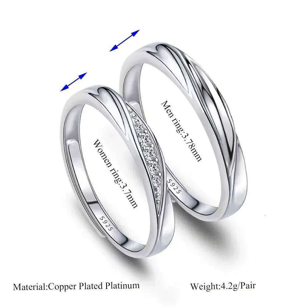 2025 Hot Sale Twist Zircon Adjustable Couple Rings Copper Plated Platinum Men Women Overlap Opening Finger Jewelry Drop Shipping W260206