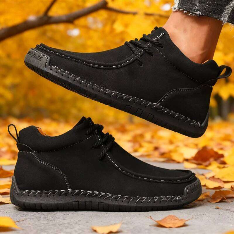 Wide Toe Boots Mid Top for Spring / Autumn Retro Anti Slip Workwear Fashion Soft Sole Breathable Walking Shoes Women