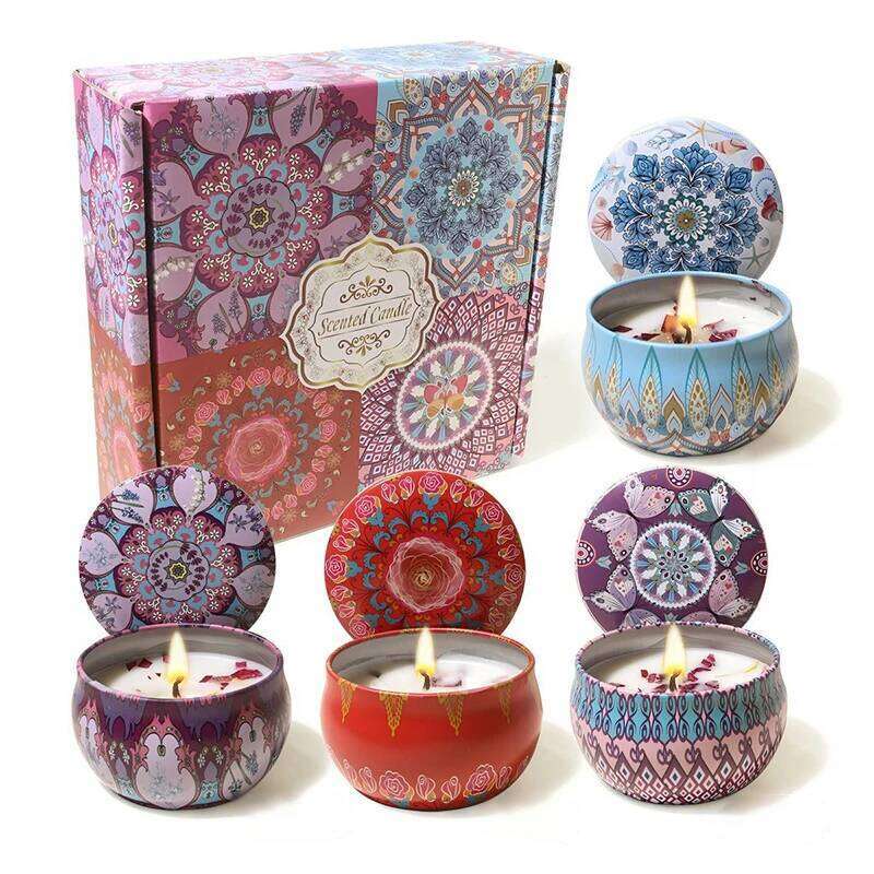 4PCS Scented Islamic Arabian Patterns Aromatherapy Candle Jar for Yoga SPA Relaxing Valentine's Day Anniversary Gift S260205