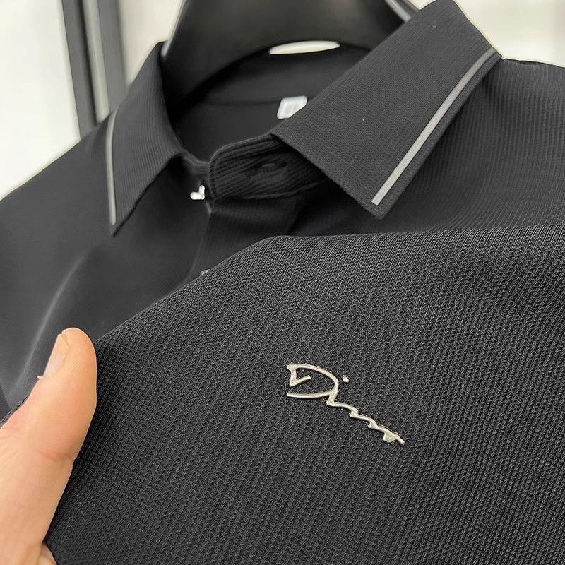 Luxury Brand Designer Clothes High-Quality Non-Iron Printed Men's Polo Shirt Short Sleeve Top Casual Business Middle-Aged Youth Dad's Clothi