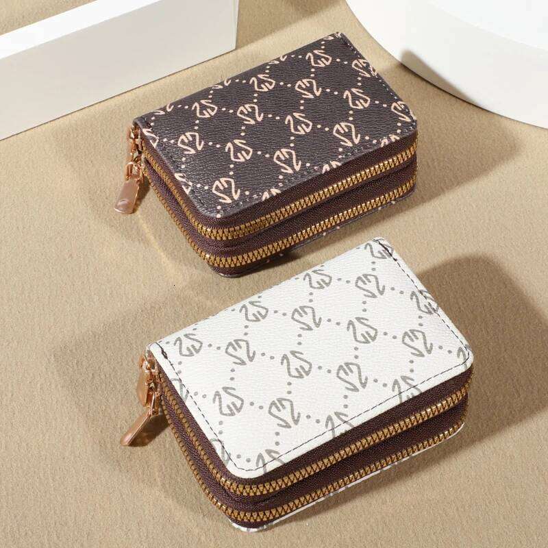Chic Vintage Zippered Card Holder Wallet for Women - Secure Multi-Card Slots, Fashionable Faux Leather with Coin PurseLuxurious Y260206