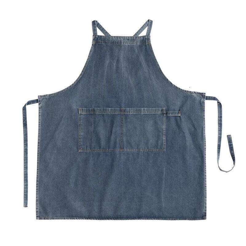 Denim Cotton Korean Canvas Antifouling Home Cleaning Kitchen Cooking Work Clothes Barber Apron Leisure Gardening Baking S260205