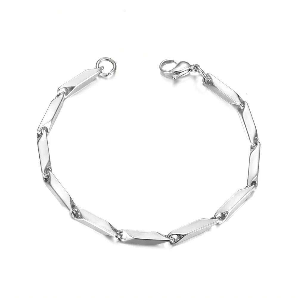 Punk Irregular Link Bracelets 18/21cm Gold Silver Color Stainless Steel 3mm Hand Chain for Men Women Hip Hop Jewelry Gift 26H0206