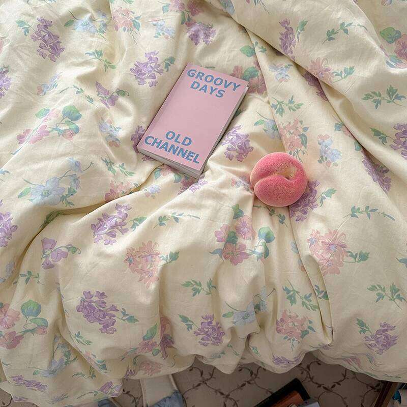 Floral Style Duvet Pure Cotton Bed Girls Soft Comforter Covers with Pillowcase King Size Quilt Cover Set XJ260206