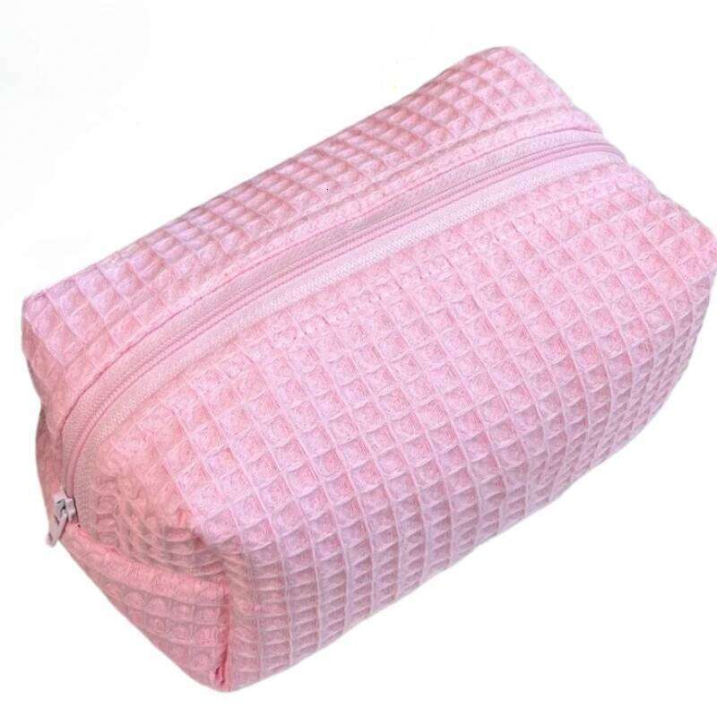 Cute Square Cosmetic Pink Plaid Storage Make Up Bags for Women Lady with Zipper Travel Organizer Makeup Bag Y260206