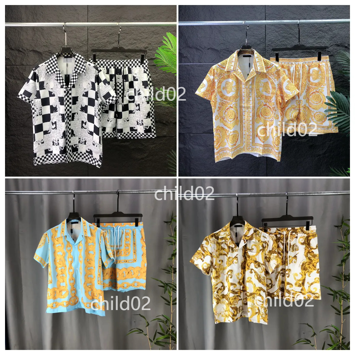 Men's designer shirt summer short sleeve casual button up shirt printed bowling shirt beach style breathable T-shirt clothing #200