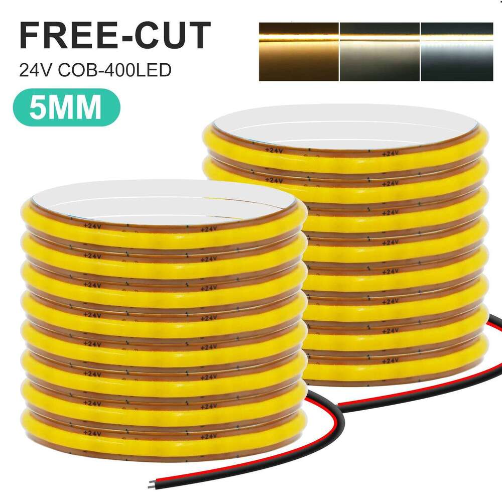 DC 12V 24V Free Cut LED PCB Width 5MM 400LEDS/M 3000K 4000K 6000K Self Adhesive Flexible Ribbon Strip Light For Home Decor Z260206