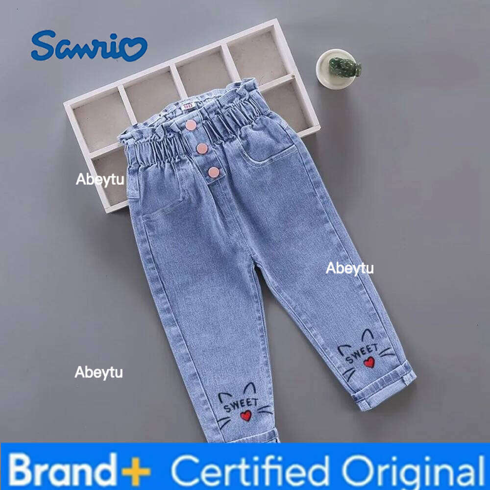 Sanrio Girls Kids Clothes Children Jeans Cowboy Denim Pants Spring Autumn Fashion Clothing Streetwear Casual Harajuku H260206