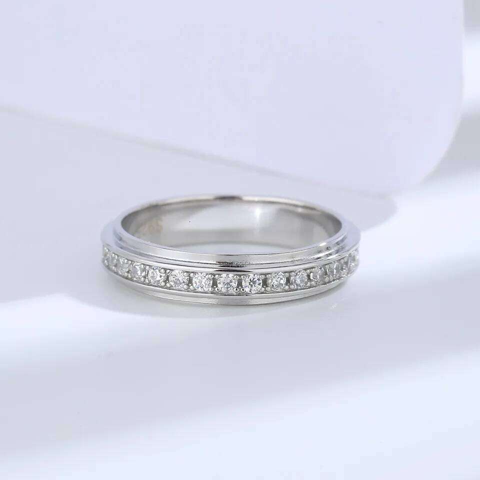 Buyee 925 Sterling Silver Couples Sets White Zircon Sweet Lovers Ring for Women Men Classic Wedding Fine Jewelry Circle W260206