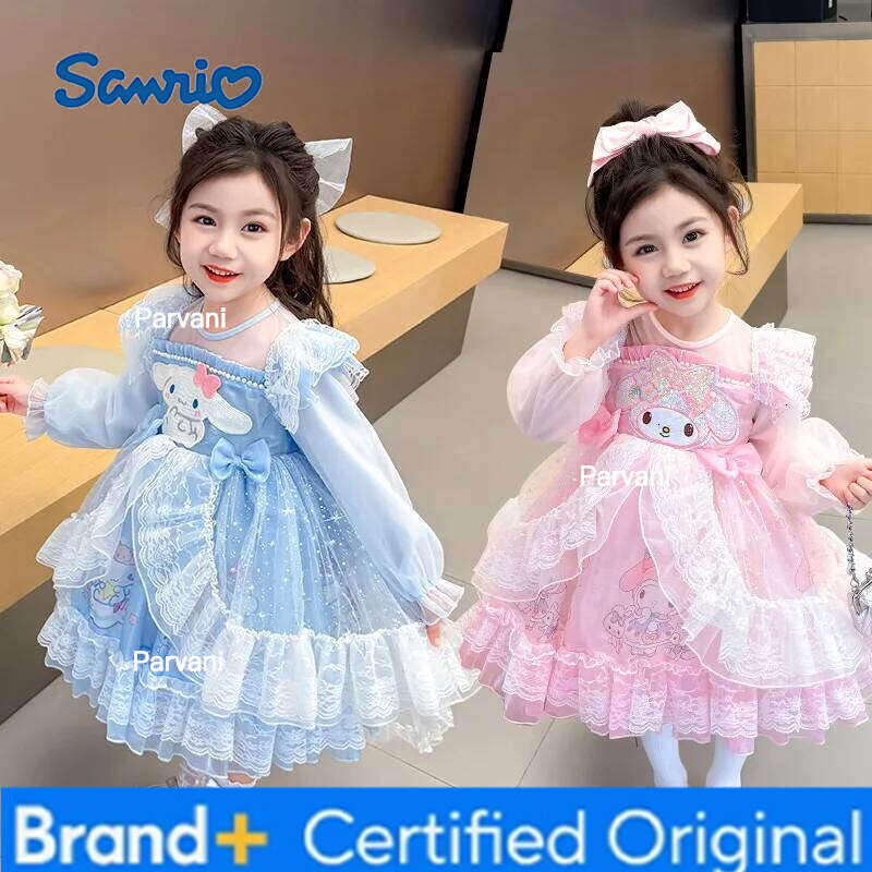 Sanrio Cute Cinnamoroll My Melody Girls Dres Lolita Role Play Spring Autumn Anime Princess Skirt Fashion Kawaii Birthday Festival Gift H260206 - view 4