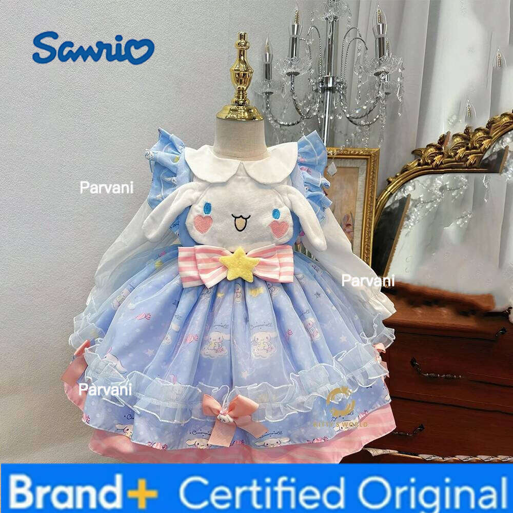 Sanrio Melody Cinnamoroll Lolita Cos Puffy Skirt Girl Cotton Dress High Quality Long Sleeve Derss Children Halloween Costume Gift H260206 - view 6