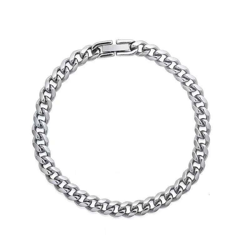 316L Stainless Bracelet for Men Women Hip Hop Cuban Male Metal Hand Chains Steel Wristband Jewelry 17/19/21 CM 26H0206