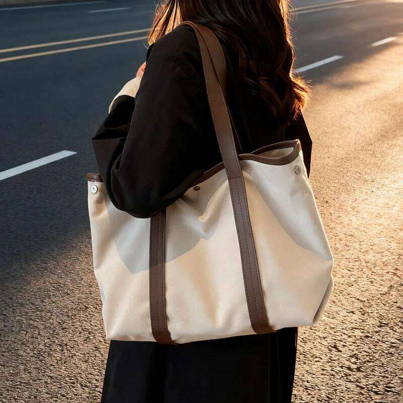 New Large Capacity Canvas Top Handle Women Fashion Shoulder Ins Commuter Comfortable and Versatile Texture Storage Bag Y260205
