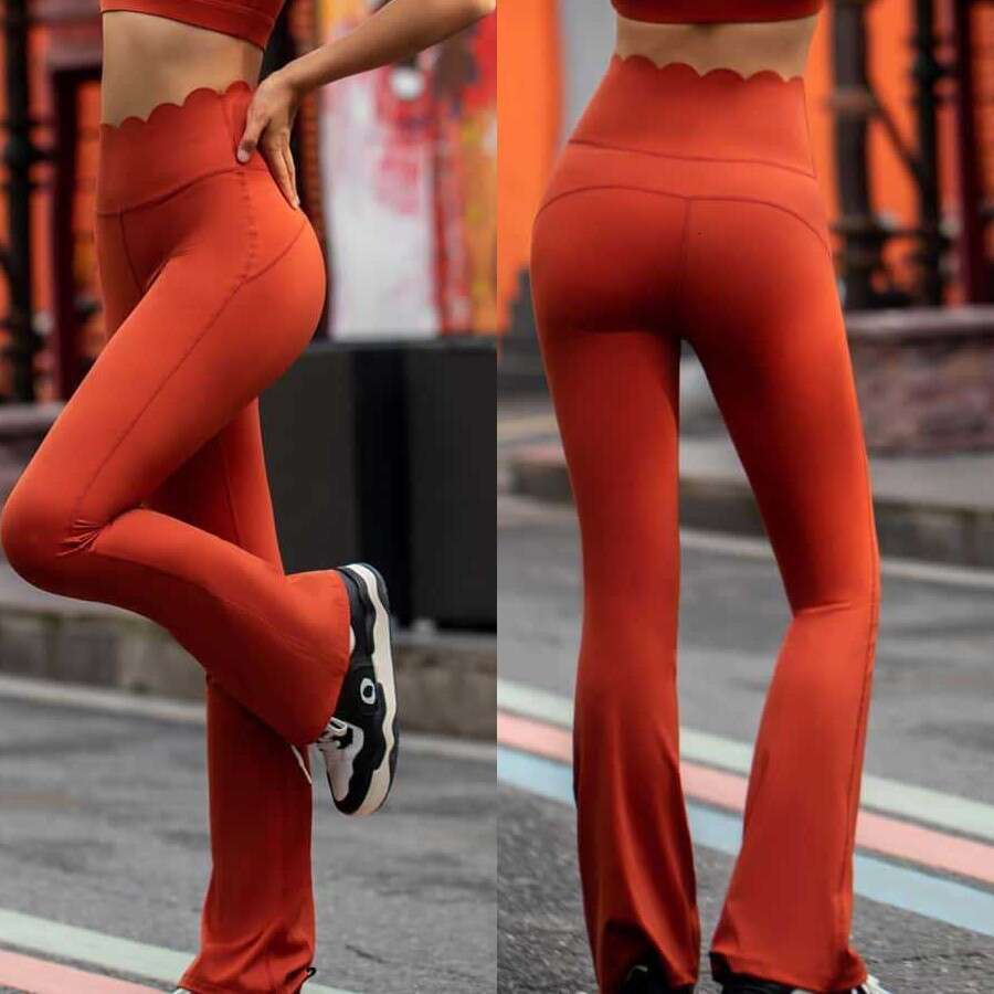 High-End Bare Sensation Sports Fitness High-Waist Hip-Lifting Yoga Cloud Feel Breathable Comfortable Flared Pants for Women Tummy Control