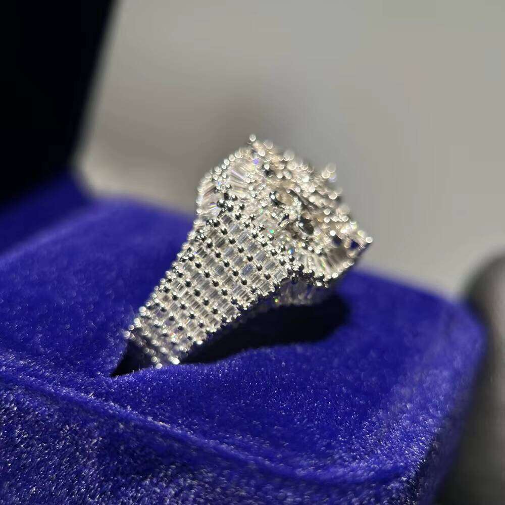 925 Sterling Silver With VVS Custom Ice Out Hip Hop Moissanite Ring
