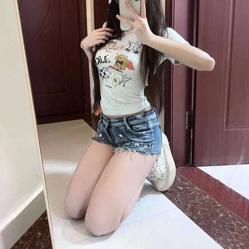 Micro Mini Women's Denim Shorts Tight Booty New In Skinny Female Short Jeans Pants Cheap Luxury Design Youthful Flowy Hot XXL XL XJ260206
