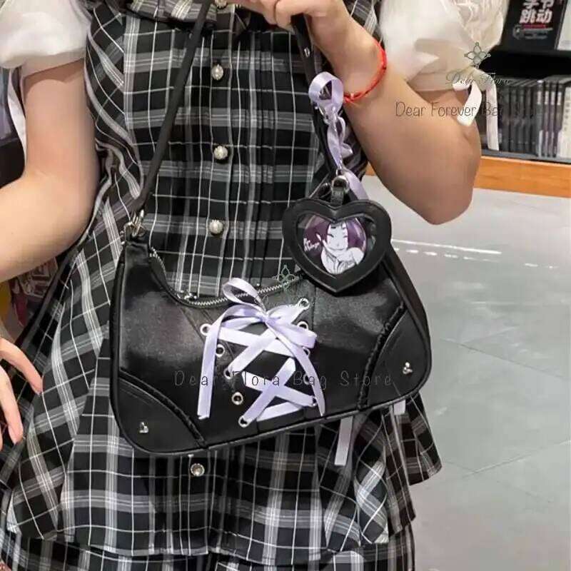 Y2k Cute Women Underarm Sweet Ita Lolita Girls Transparent Pocke DIY Display Shoulder Bag Fashion Handbag Purses Y260205