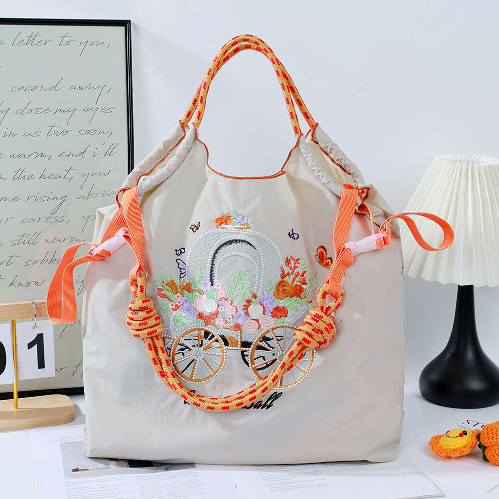 New Shoulder Large Capacity Women's Eco-Friendly Shopping Embroidered Crossbody Nylon Tote Bag MASA