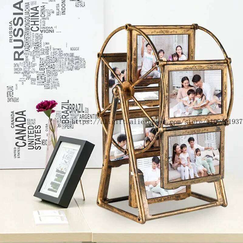 Rotating Ferris Wheel Creative Combination Children's Wedding Photos Personalized 5-inch Windmill Photo Frame S260205