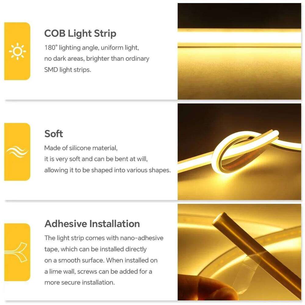 Premium Silicone Soft 220V Neon COB Strip Wall Light Fireproof Hight Brightness 280LEDS/M Indoor Ambinet Decor RA90 Cuttable Z260206