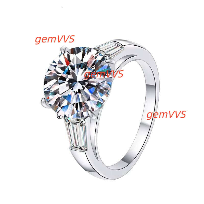 Fine Jewelry GRA Certified Premium 5Ct Three Stone Vvs1 Moissanite Platinum Plated Sterling Silver Trendy Ring For Women