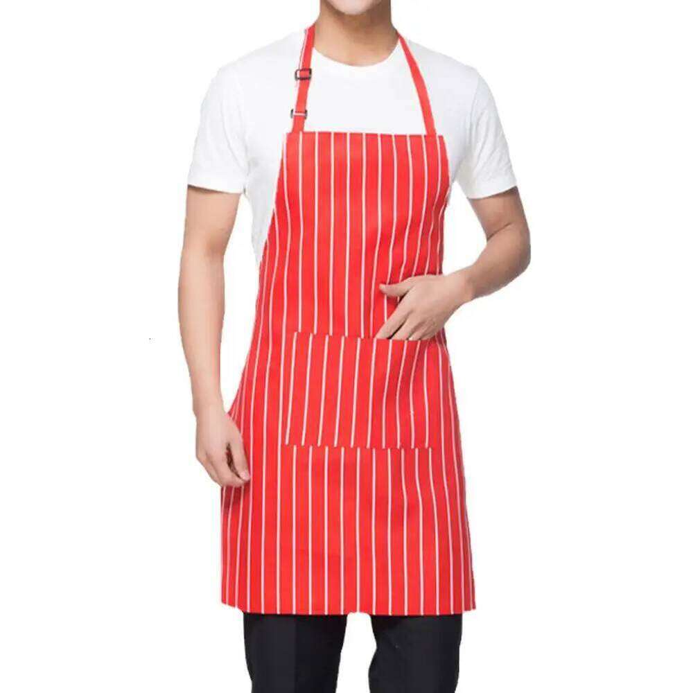 Kitchen Cooking Chef Halterneck With 2 Pockets Catering Sleeveless Aprons Men Woman BBQ Waiter Printing Apron S260205