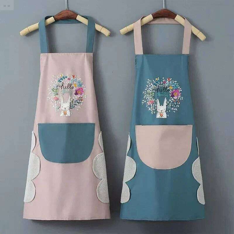Hand-wiping Kitchen Household Cooking Oil-proof Waterproof Men Women Adult Waist Fashion Coffee Overalls Wipe Hand Apron S260205