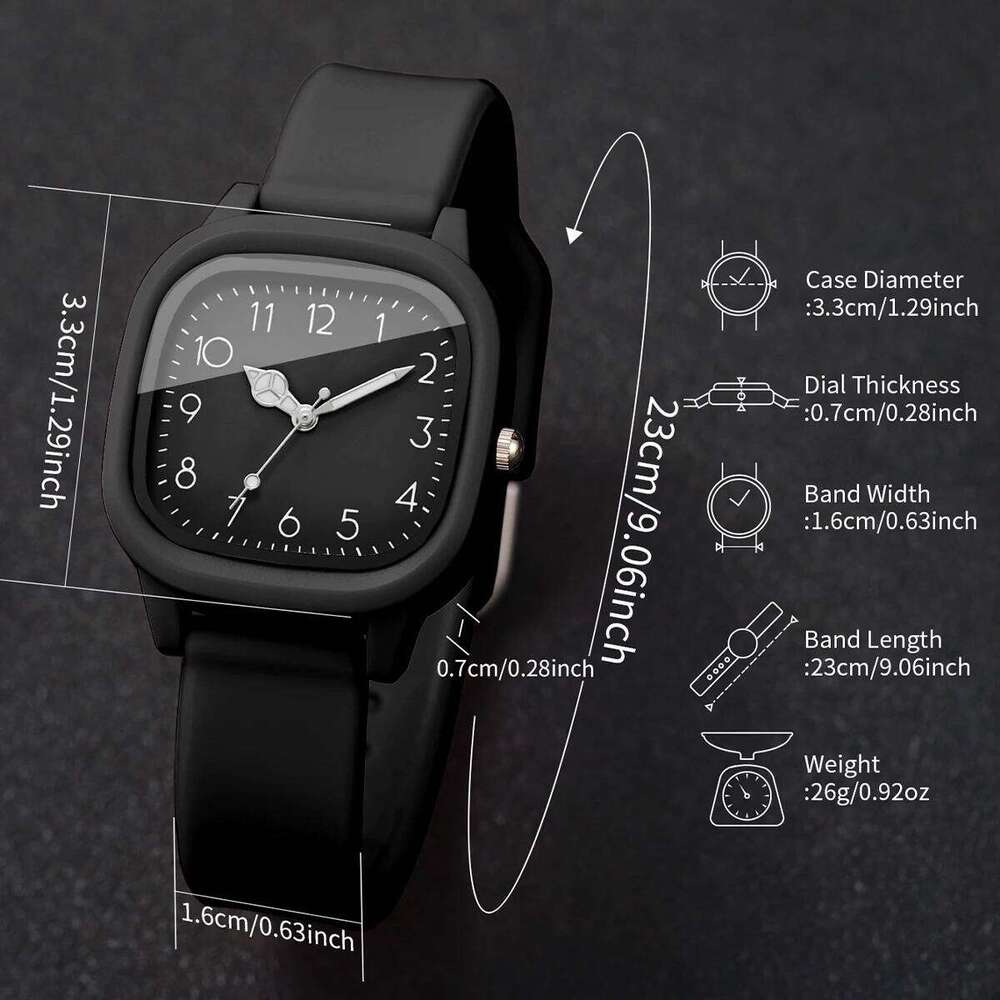 2/4PCS Fashion Square Silicone Strap Women Wristwatch With Heart Bracelet Set Reloj Mujer Girls Clock GiftWithout Box Z260206