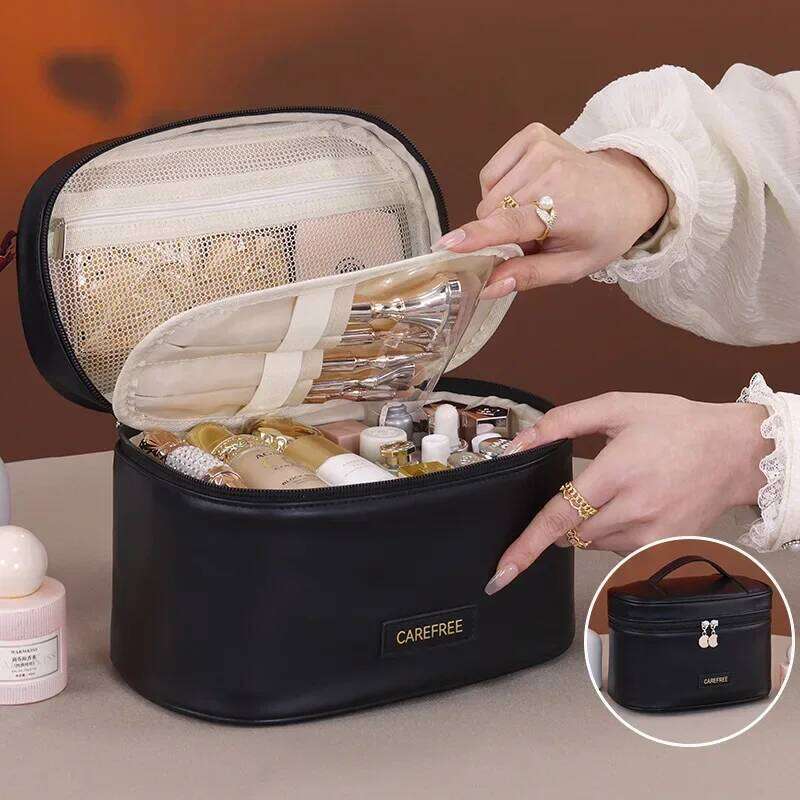 Multilayer Makeup Women Large Capacity Travel Cosmetic Organizer with Brush Holder Waterproof Toiletry Bag for Bathroom Y260206