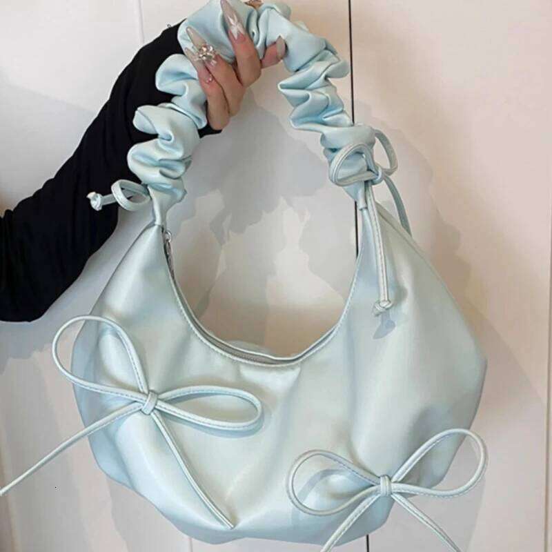 Tender Sweet Pleated Bow Shoulder Hobo Bags Fashion Elegant Office Lady Cloud Bag Women Y2k Aesthetic Fairy Handbags Crossbody Y260205